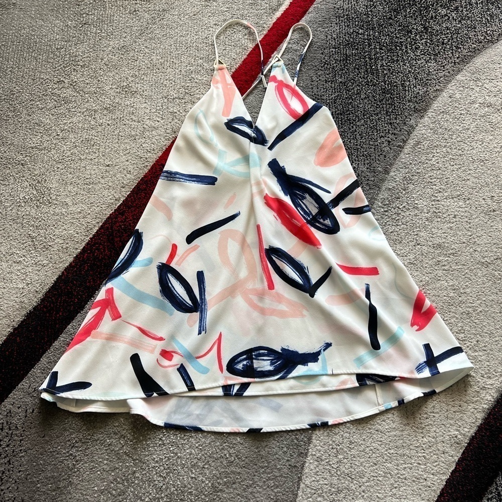 Stylestalker Artsy Print White Slip Shift Mini Dress